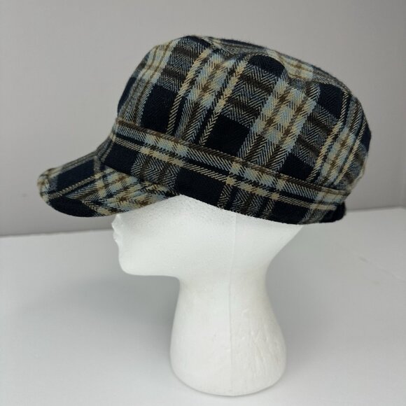 D&Y Women's Black Blue Plaid Cadet Preppy BOHO Hat S/M - Picture 5 of 12